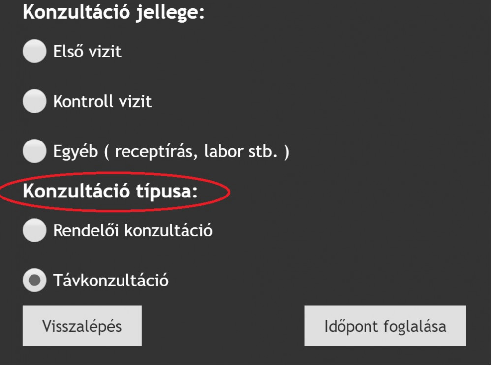 Konzultáció típusa 